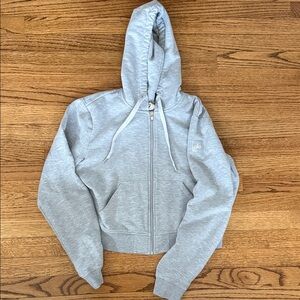ALO Yoga Light Gray Zip-Up Hoodie Sweater
